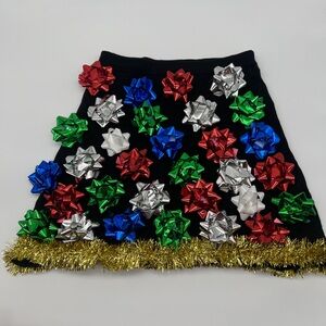 Colorful Bow Embellished Black Skirt